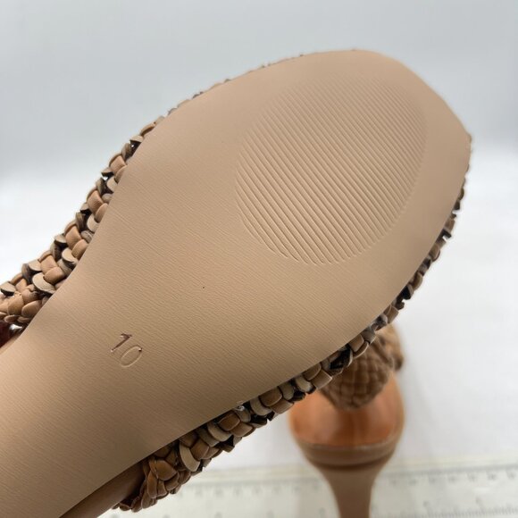 Wo Wagas Brown Slingback Strap Square Toe Pump Slip On Low Kitten Heels Sandals - Picture 6 of 8